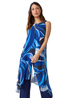 Roman Royal Blue Full Length Printed Overlay Jumpsuit - Size 16 Image 1