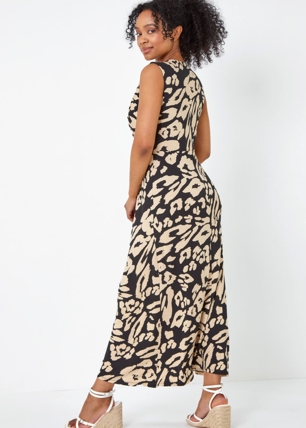 Roman Black Petite Animal Twist Jersey Maxi Dress - 14 Image 2