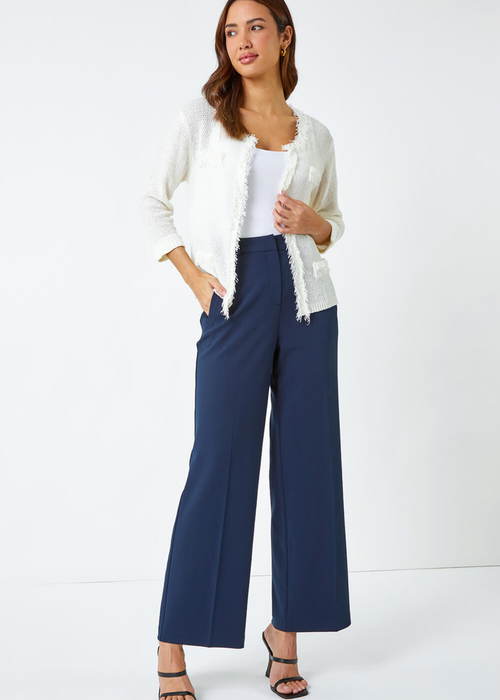 Roman Ivory Short Textured Boucle Cardigan - Size 16 Image 3