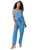 Roman Blue Petite Stretch Denim Pocket Jumpsuit - Size 6 Image 1