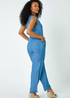 Roman Blue Petite Stretch Denim Pocket Jumpsuit - Size 6 Image 2
