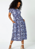 Roman Blue Petite Aztec Print Midi Stretch Dress - 16 Image 3