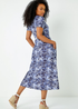 Roman Blue Petite Aztec Print Midi Stretch Dress - 16 Image 2