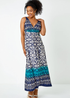 Roman Teal Petite Sleeveless Aztec Maxi Stretch Dress - 12 Image 3