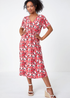 Roman Red Petite Floral Shirred Stretch Midi Dress - 6 Image 3