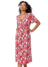 Roman Red Petite Floral Shirred Stretch Midi Dress - 6 Image 1