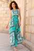 Roman Turquoise Scarf Print Halter Neck Maxi Dress - 6 Image 2