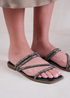 Where's That From Dream Extra Wide Black Strappy Slider Sandals - Size 4 Image 3