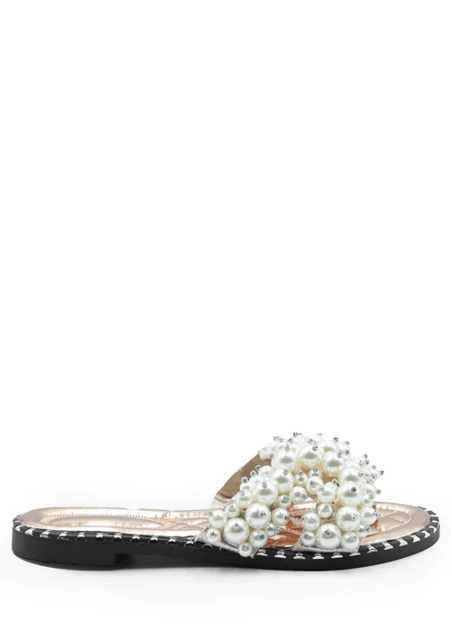 Where's That From Iona Wide Fit Rose Gold Pearl Sandals - 3 Image 1