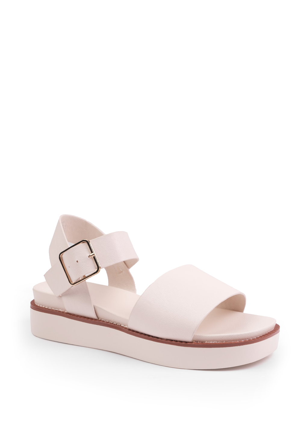 Where's That From Cream Phoenix Extra Wide PU Flat Sandals - 3 Image 1