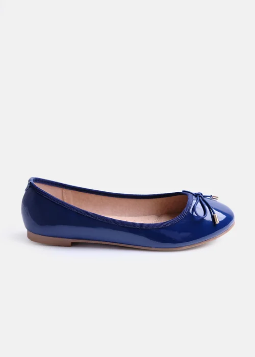 Where's That From Navy Tallulah Wide Fit Patent Flat Pumps - Size 3 Image 1