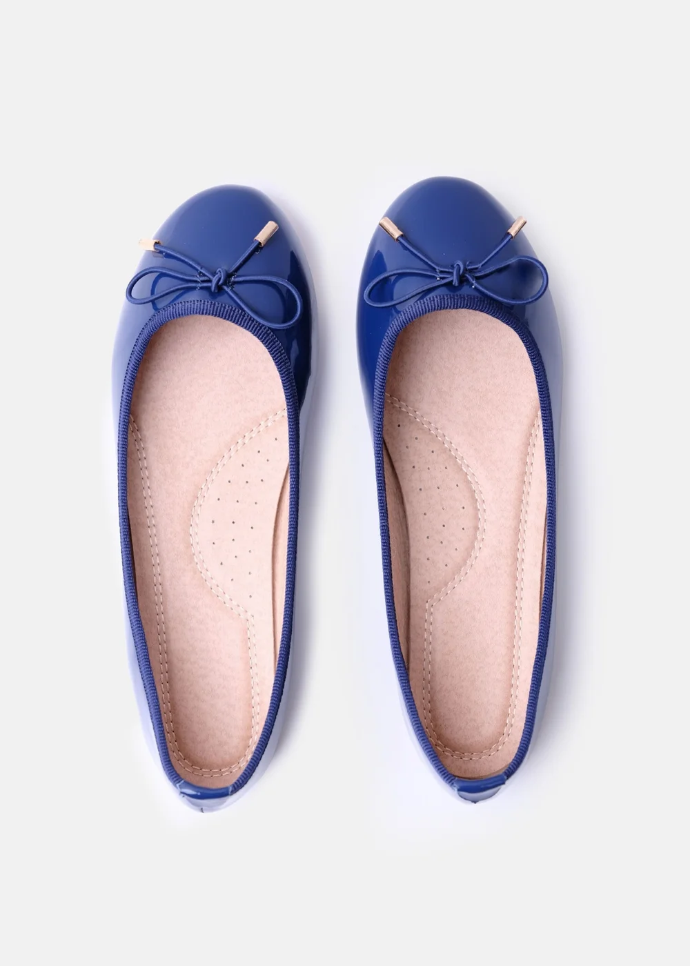 Where's That From Navy Tallulah Wide Fit Patent Flat Pumps - Size 3 Image 2