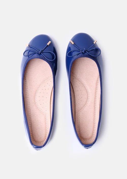 Where's That From Navy Tallulah Wide Fit Patent Flat Pumps - Size 3 Image 2