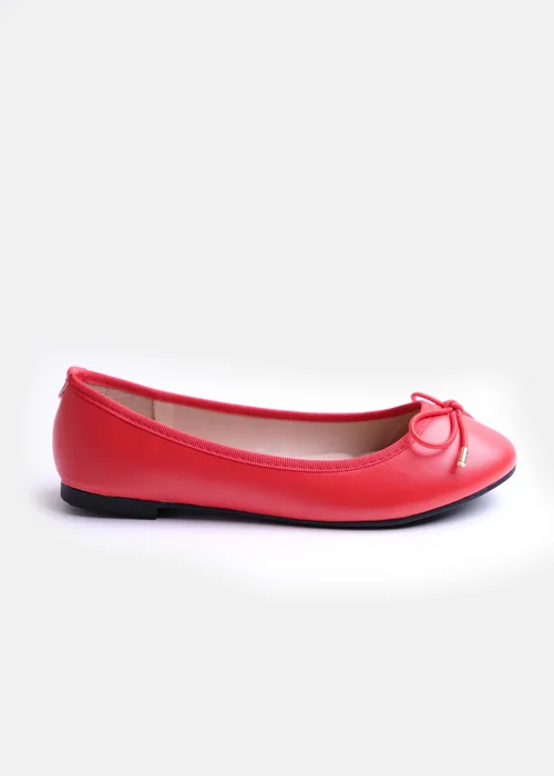 Where's That From Red Tallulah Wide Fit PU Flat Pumps - Size 3 Image 1