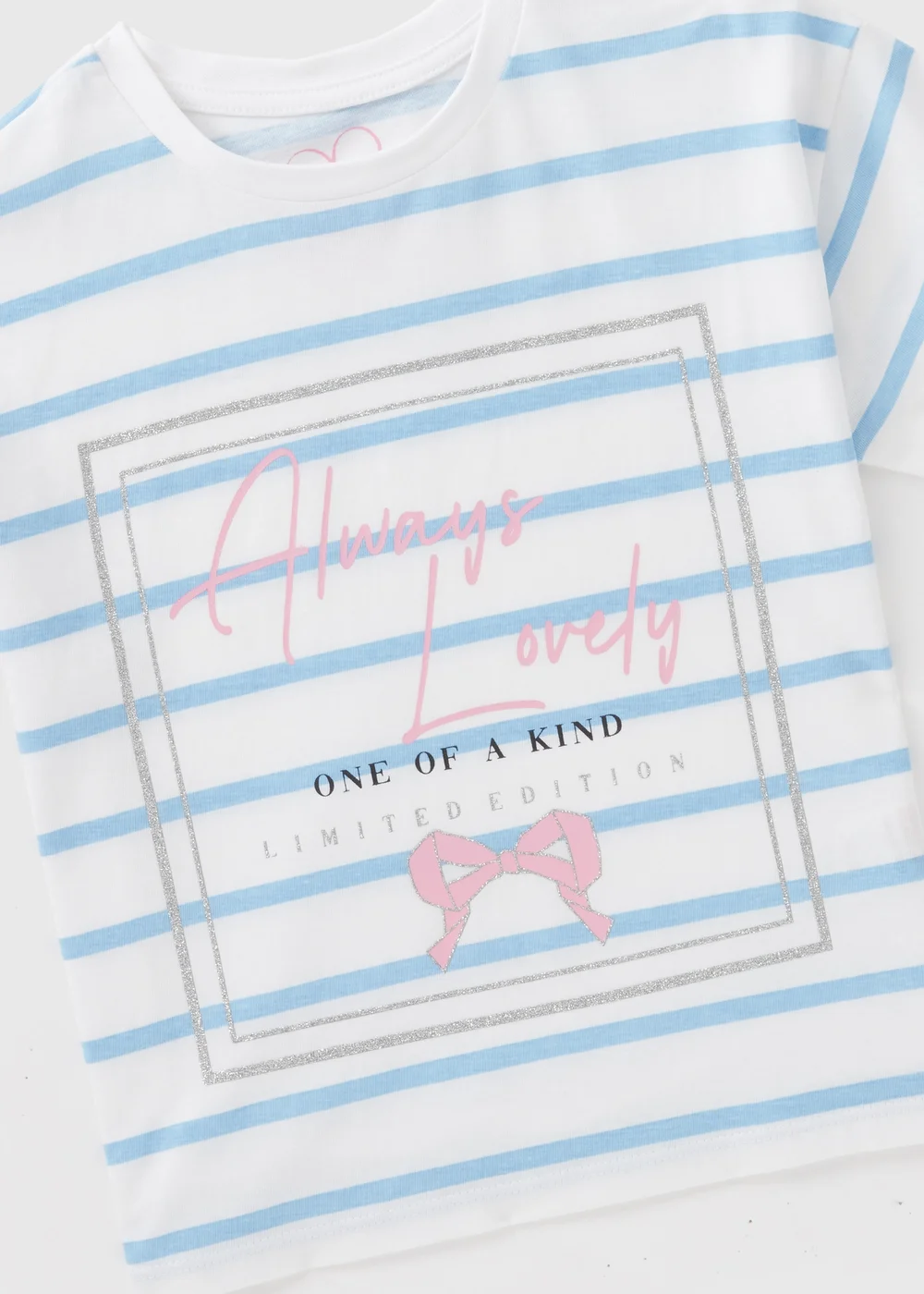 Girls Blue Stripe Always Lovely T-Shirt (1-7yrs) - 1 to 1 half years Image 2