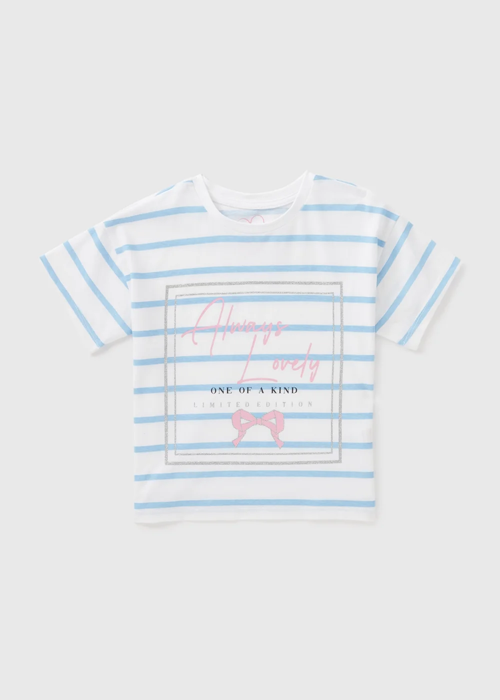Girls Blue Stripe Always Lovely T-Shirt (1-7yrs) - 1 to 1 half years Image 1