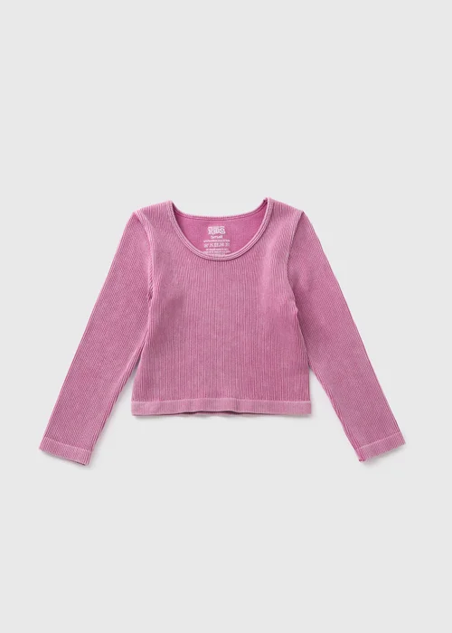 Girls Pink Seamless Long Sleeve Top (7-15yrs) - Small Image 1