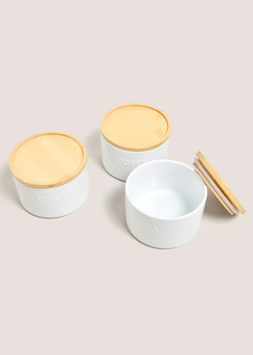 White Ceramic Sugar Canister Image 2