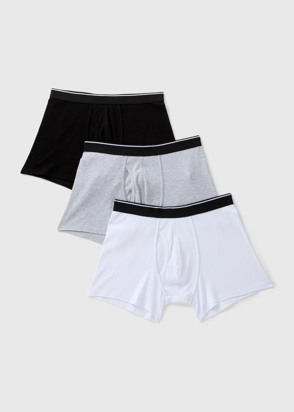 White Black & Grey Ribbed Keyhole Boxers - Extra small Image 1