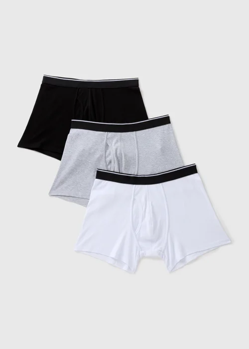 White Black & Grey Ribbed Keyhole Boxers - Extra small Image 1