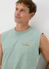 Sage Slub Slogan Printed Vest - Small Image 3