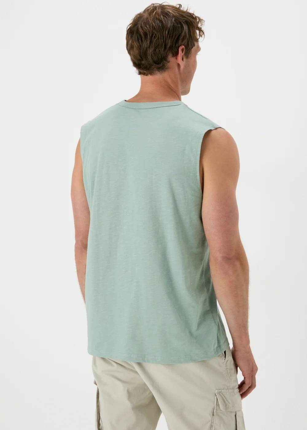 Sage Slub Slogan Printed Vest - Small Image 2