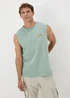 Sage Slub Slogan Printed Vest - Small Image 1
