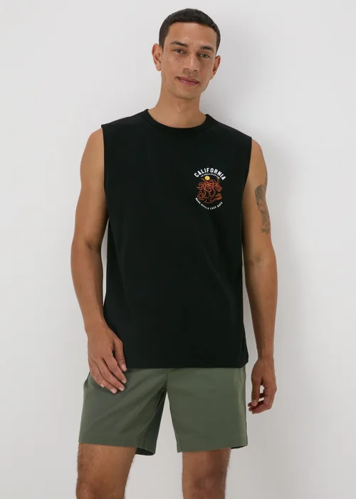 Black California Printed Vest - Small Image 1