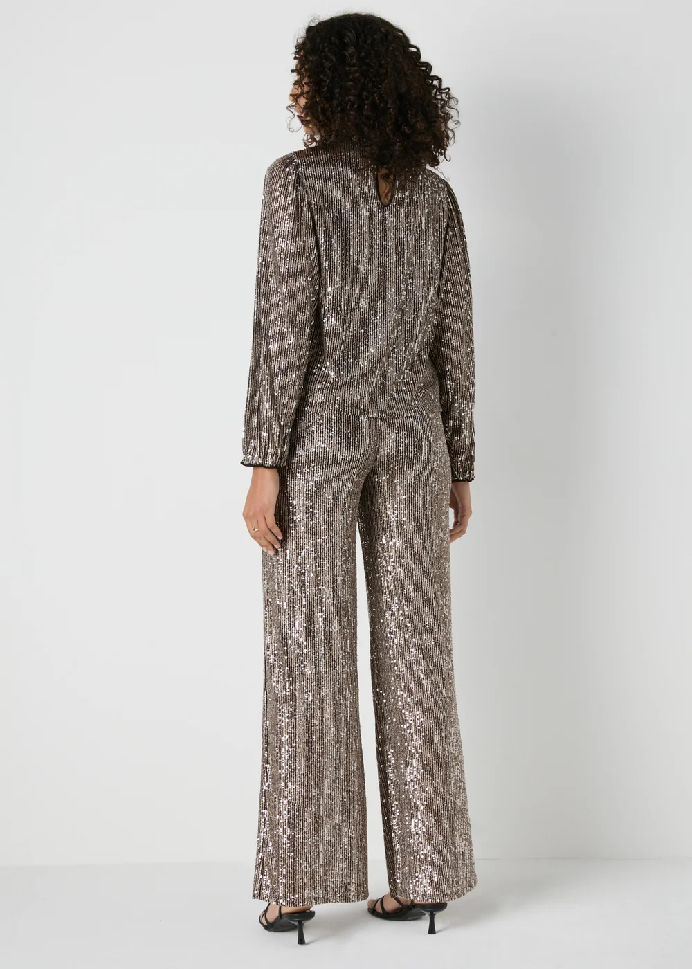 Et Vous Silver Sequin Wide Leg Co-Ord Trousers - 8 Image 2