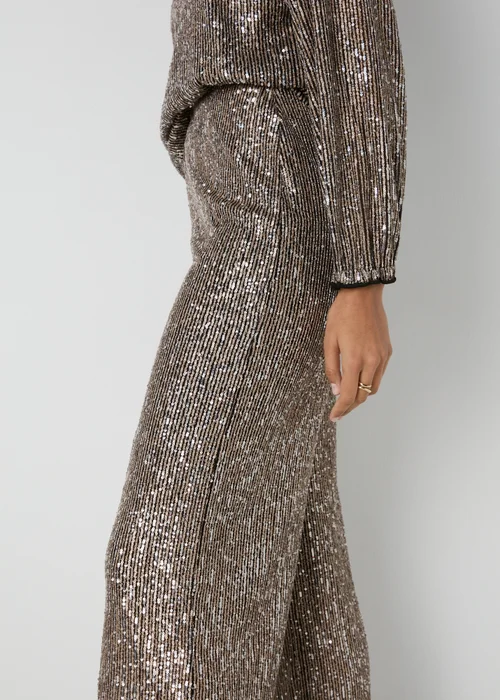 Et Vous Silver Sequin Wide Leg Co-Ord Trousers - 8 Image 3