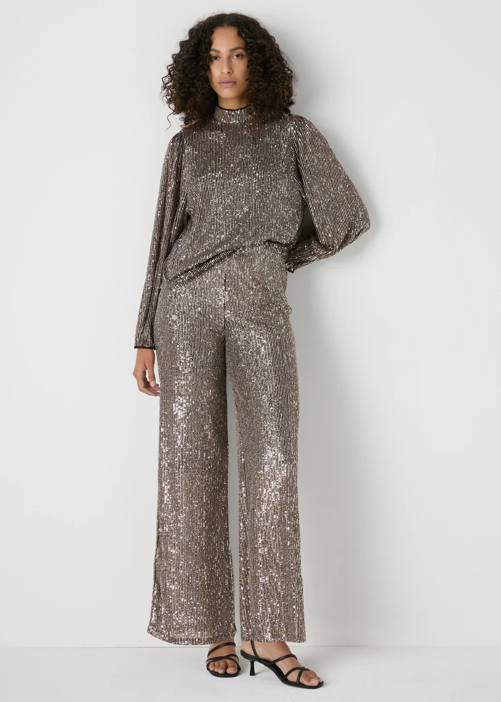 Et Vous Silver Sequin Wide Leg Co-Ord Trousers - 8 Image 1