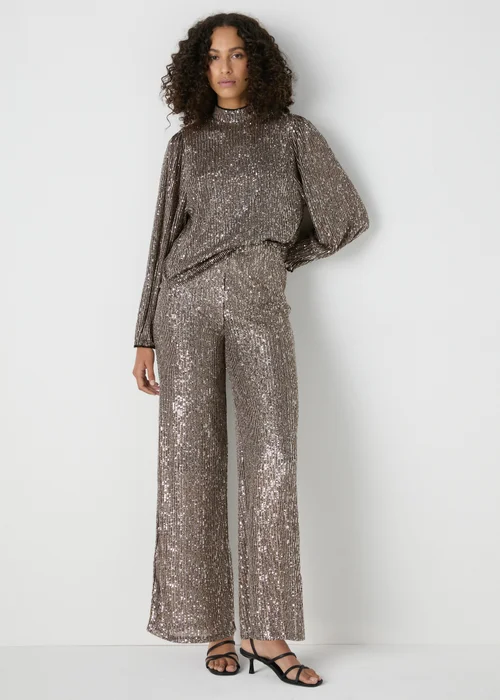 Et Vous Silver Sequin Wide Leg Co-Ord Trousers - 8 Image 1
