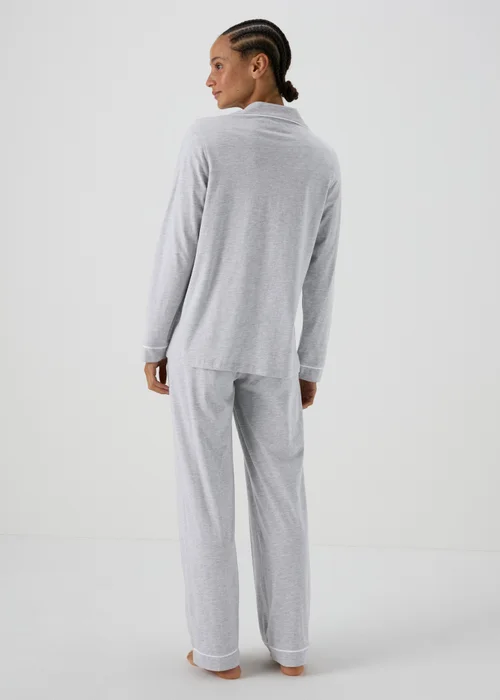 Grey Button Through Shirt Pyjama Set - M Tick Approved - Extra small Image 2
