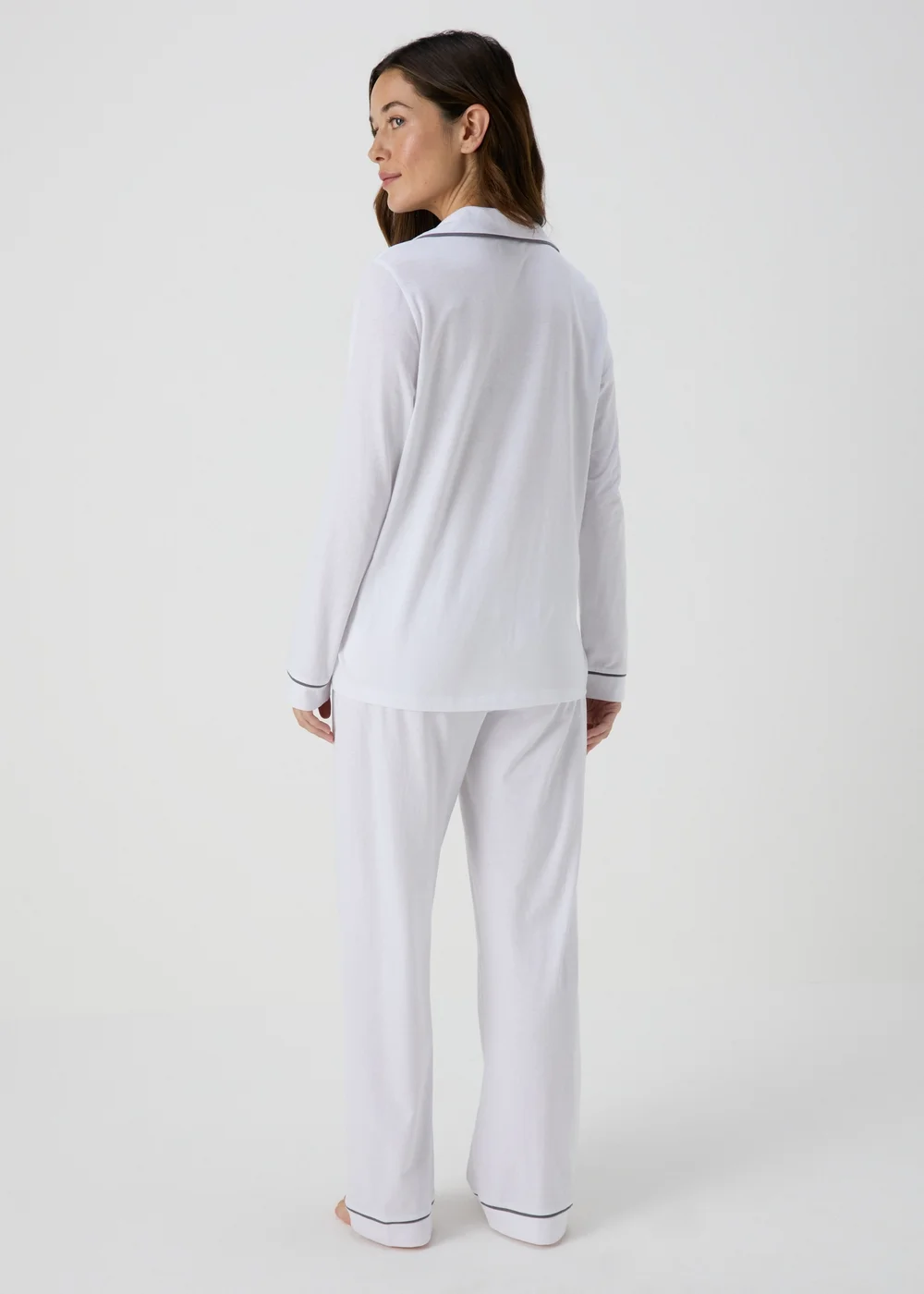 White Button Through Shirt Pyjama Set - M Tick Approved - Extra small Image 2