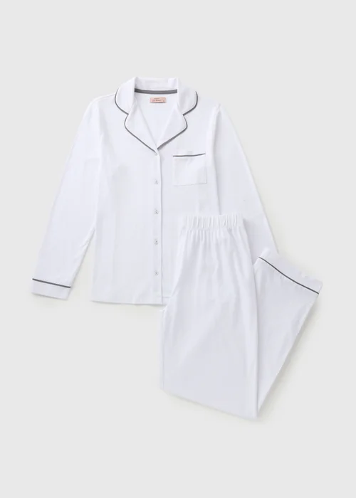 White Button Through Shirt Pyjama Set - M Tick Approved - Extra small Image 3