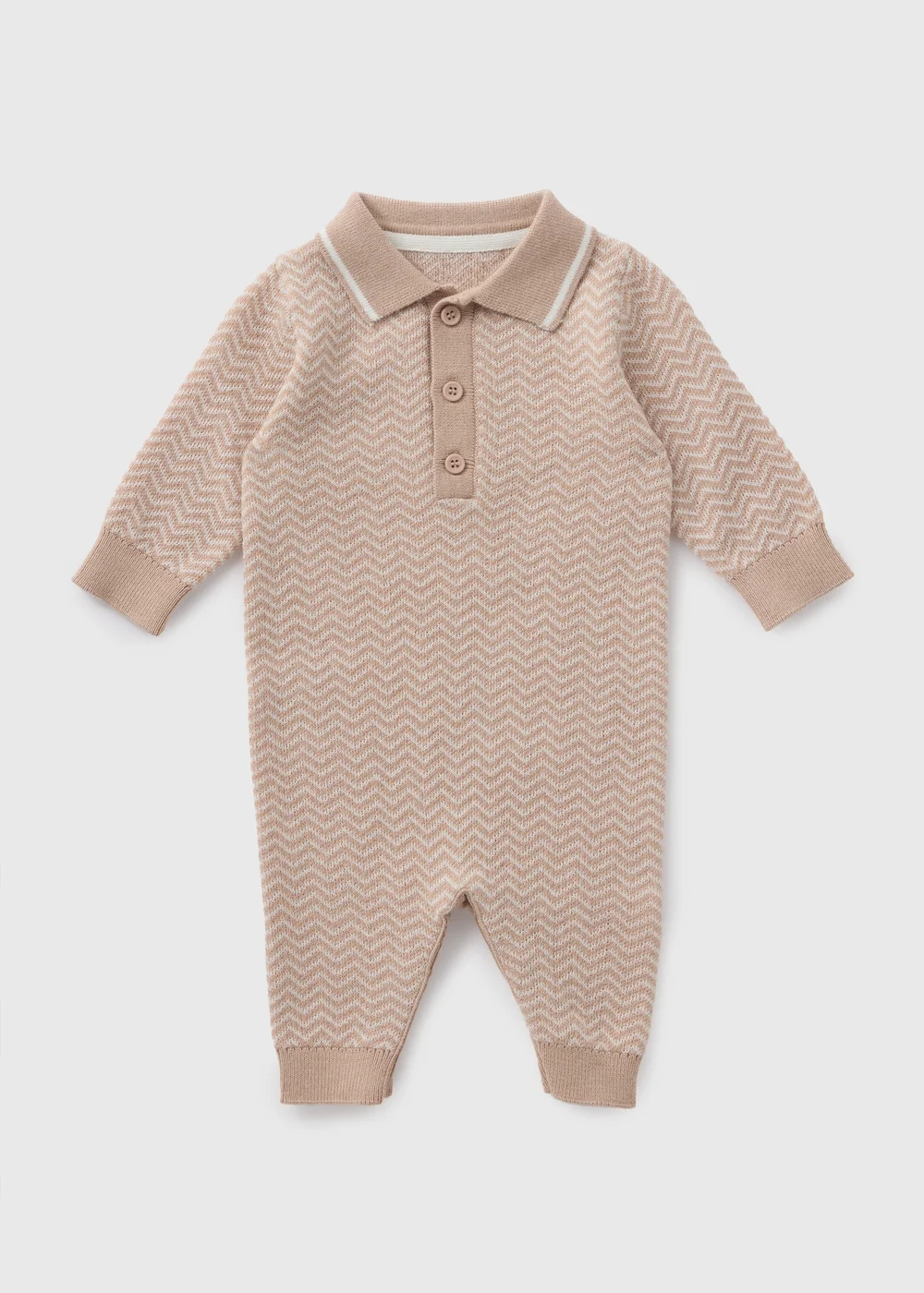 Baby Beige Smart Knitted Romper (Newborn-23mths) - 0-3 months Image 1