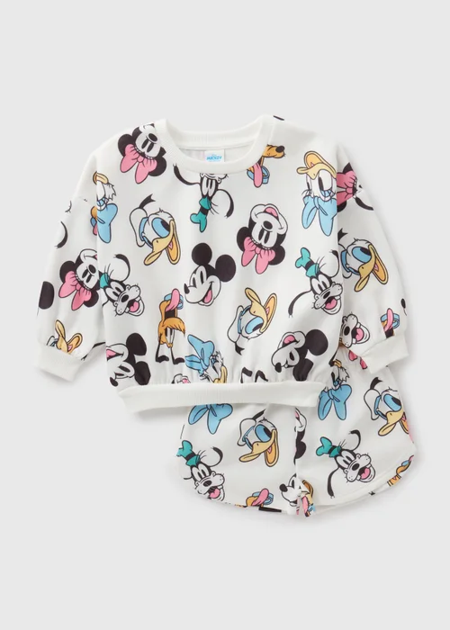 Disney Kids Cream Minnie Mouse Sweatshirt and Shorts Set (1-7yrs) - 1 half year to 2 Image 1