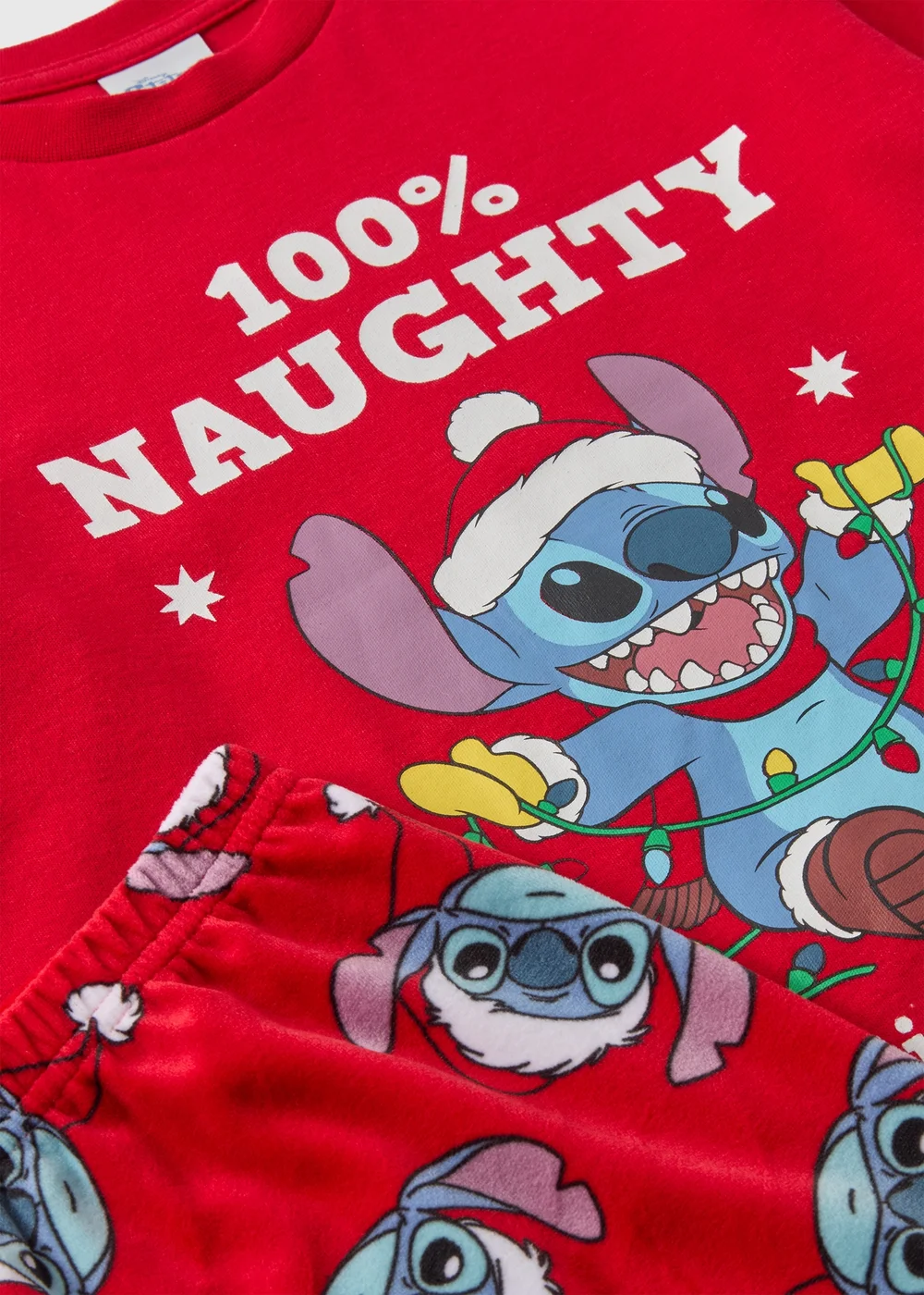 Disney Kids Red Christmas Stitch Pyjama Set (4-12yrs) - Age 4 Years Image 2