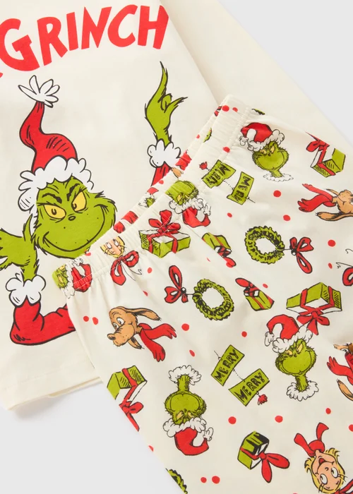 Grinch Kids Cream Christmas Family Pyjama Set (4-12yrs) - Age 4 Years Image 2