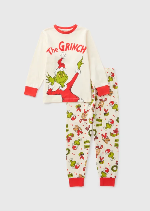 Grinch Kids Cream Christmas Family Pyjama Set (4-12yrs) - Age 4 Years Image 1