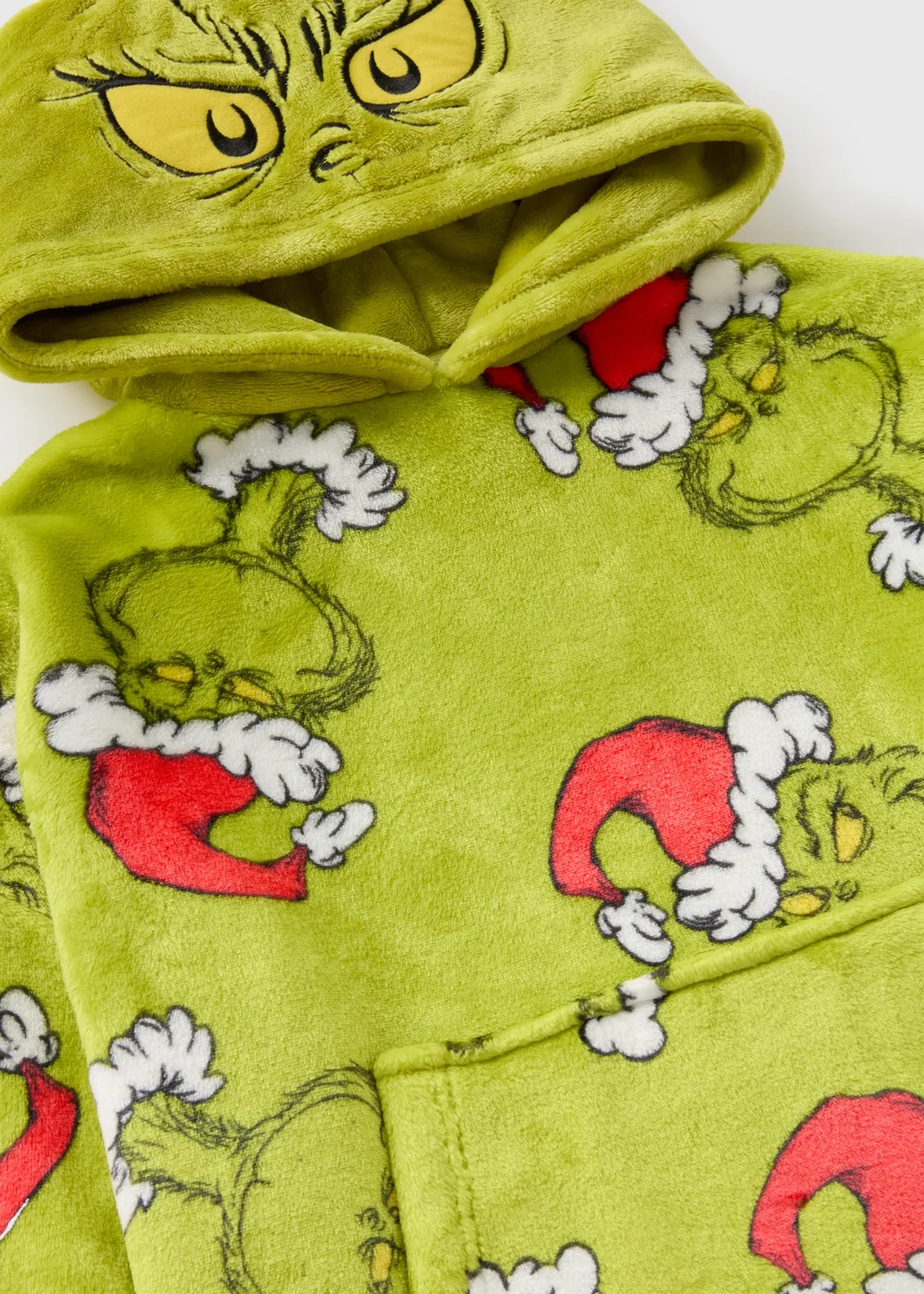 Grinch Kids Green Christmas Snuggle Hoodie (7-15yrs) - Small Image 2