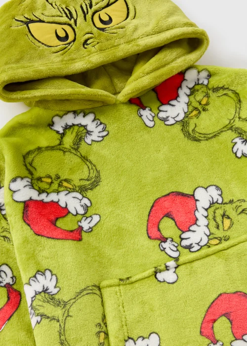 Grinch Kids Green Christmas Snuggle Hoodie (7-15yrs) - Small Image 2