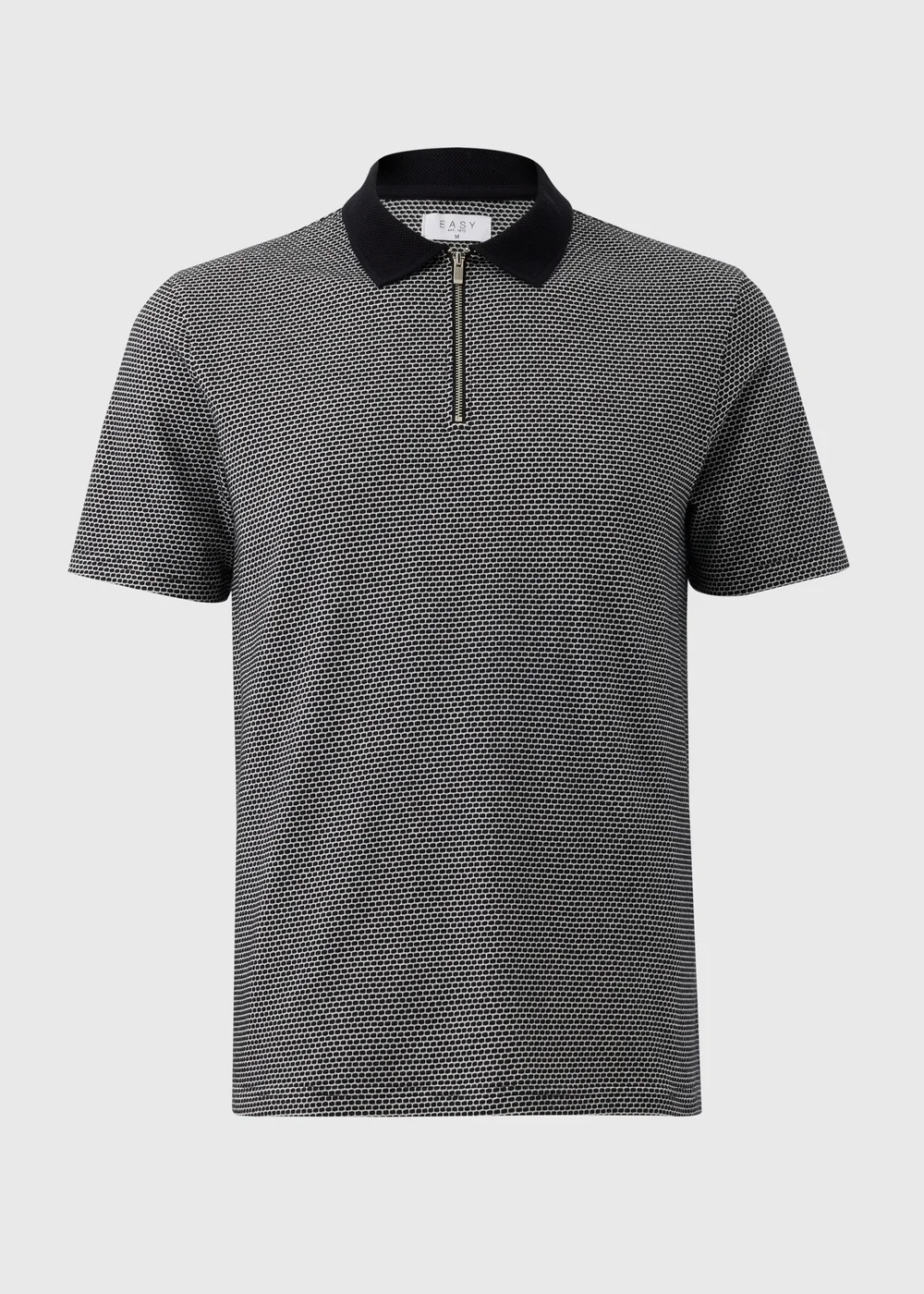 Black Jacquard 1/4 Zip Polo Shirt - S Image 3