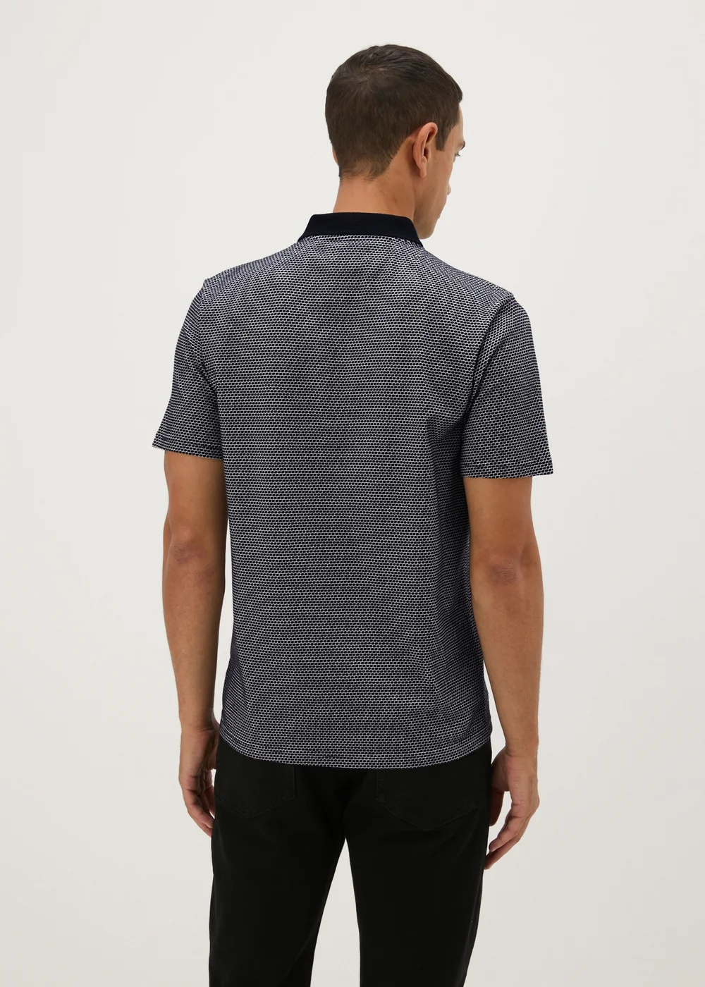 Black Jacquard 1/4 Zip Polo Shirt - S Image 2