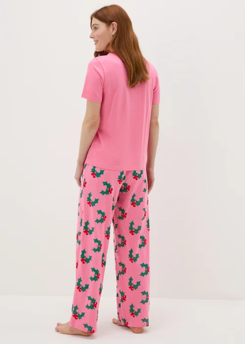 Pink Christmas Holly Jolly Pyjama Set - Extra small Image 2