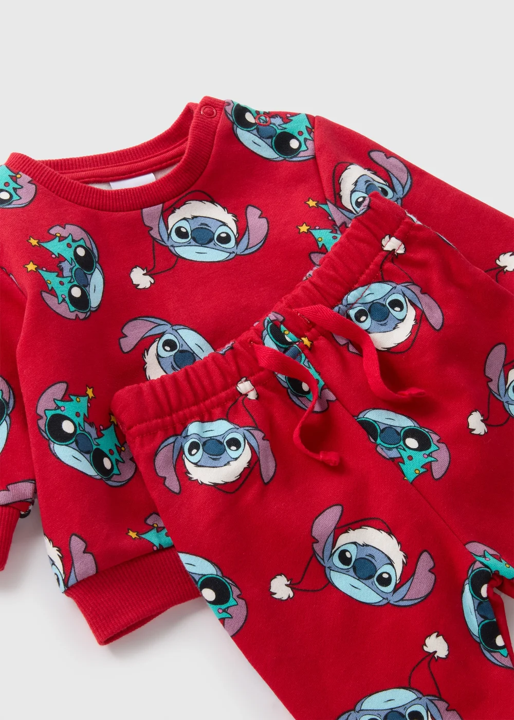 Disney Baby Red Christmas Stitch Top & Jogging Bottom Set (Newborn-18mths) - Age 0 - 3 Months Image 2