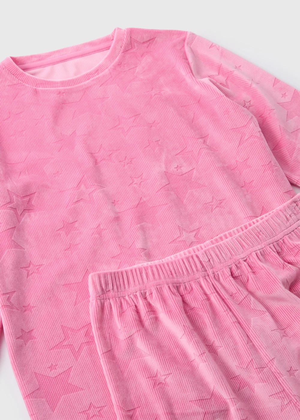 Girls Pink Star Velour Pyjama Set (7-13yrs) - Age 7 Years Image 2