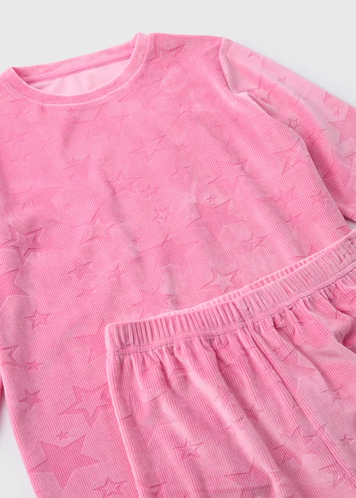 Girls Pink Star Velour Pyjama Set (7-13yrs) - Age 7 Years Image 2