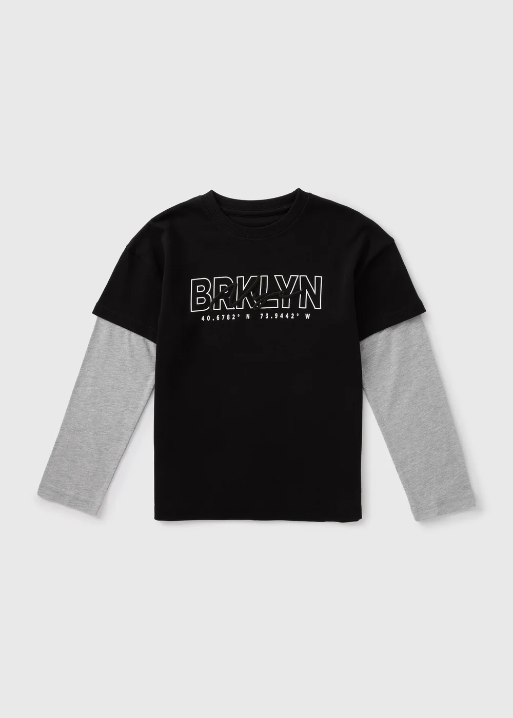Boys Black Brooklyn Long Sleeve Top (7-15yrs) - Age 7 Years Image 1