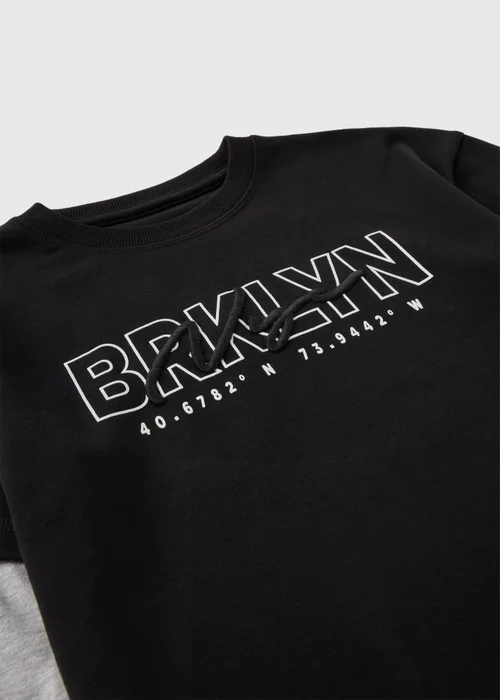Boys Black Brooklyn Long Sleeve Top (7-15yrs) - Age 7 Years Image 2